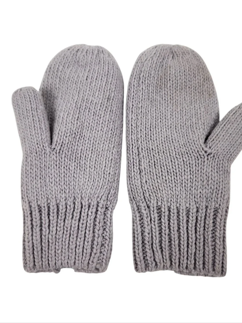 The North Face Wool Alpaca Blend Cable Knit Mitt Mittens Grey Women Size L to XL